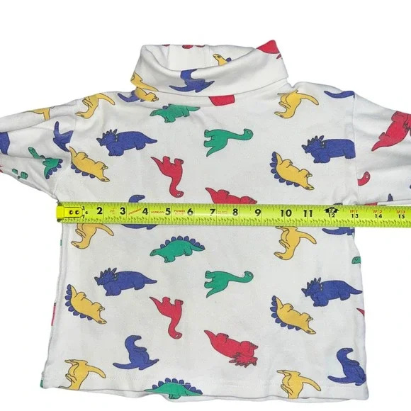 Vintage Driving Force Kids Dinosaur Print Turtleneck Shirt White Cotton Size 5** - Picture 4 of 12